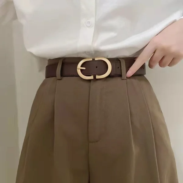 kf S1ee65d57b26847f8ba90443291dbdfb4z 105cm Female Fashion Belt Simple Metal Buckle Belt for Women Black Suit Jeans Clothing Accessories Markeet