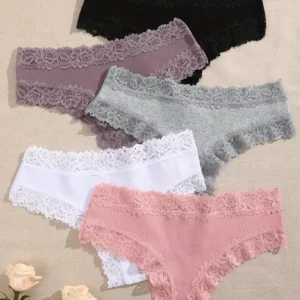 kf Sa1b1400e968f406bae5a722cd3becad5d 3Pcs set Women Cotton Panties Floral Lace Intimate Underwear Trendy Patchwork Lace Briefs Female Soft Underpants Markeet