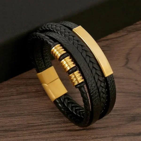 kf Sff30045bf7dc4a65b4a0f75a69f3cd66P Classic Men s Leather Bracelet New Style Hand woven Multi layer Combination Accessory Fashion Man Jewelry Markeet